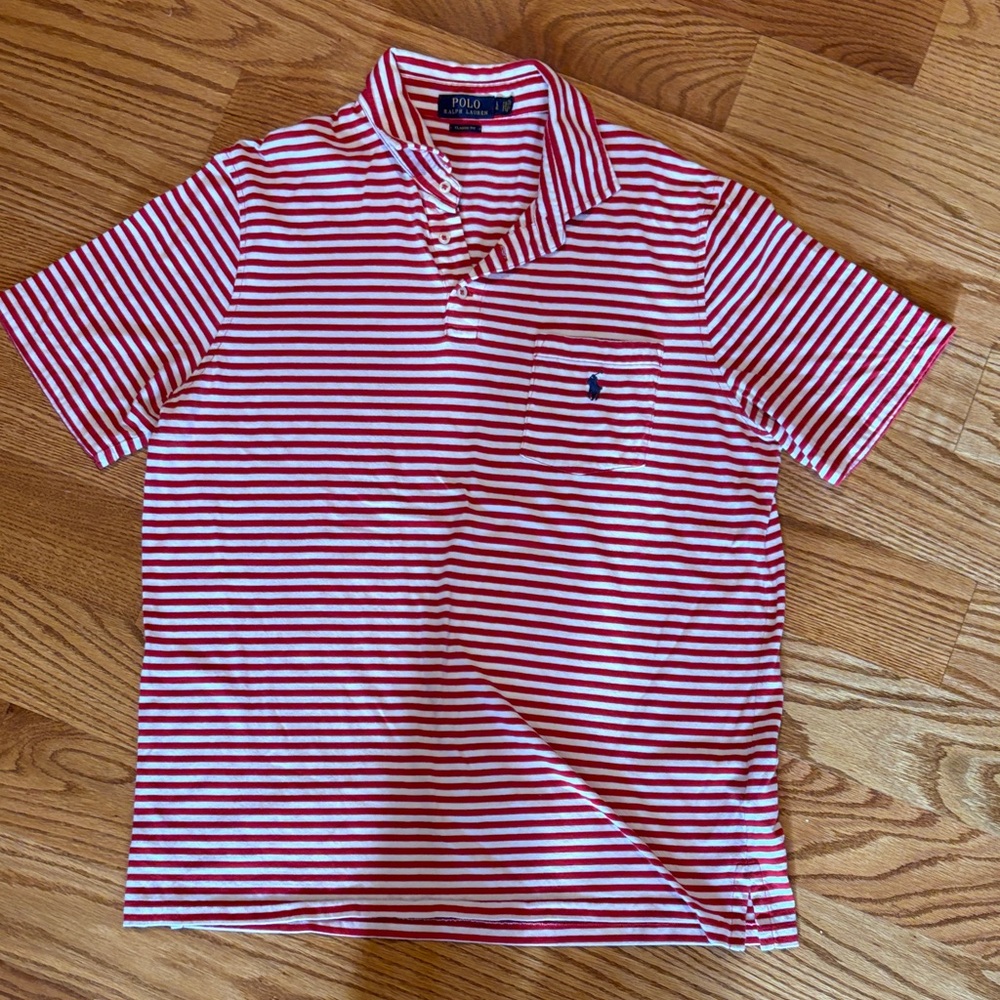 Polo by Ralph Lauren Red and White Striped Short-Sleeve Polo